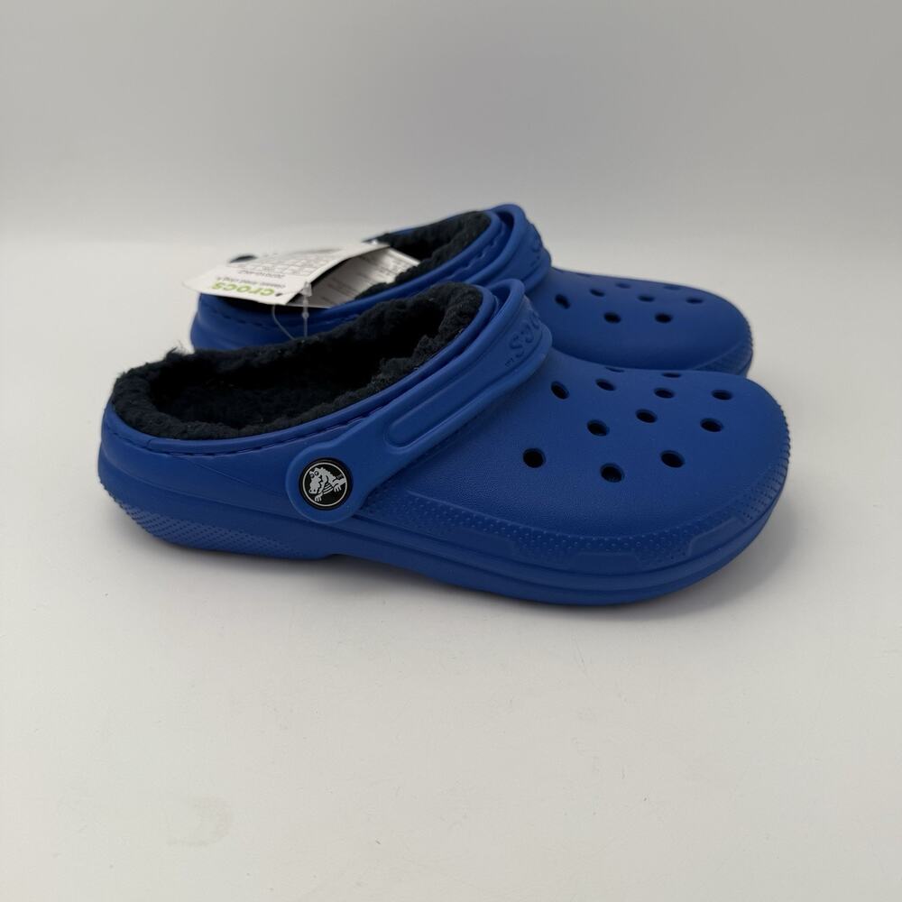 NEW Crocs Classic Clog Fleece Lined Blue Bolt Crocs Size Kids J3 Youth Size 3 - Picture 2 of 8